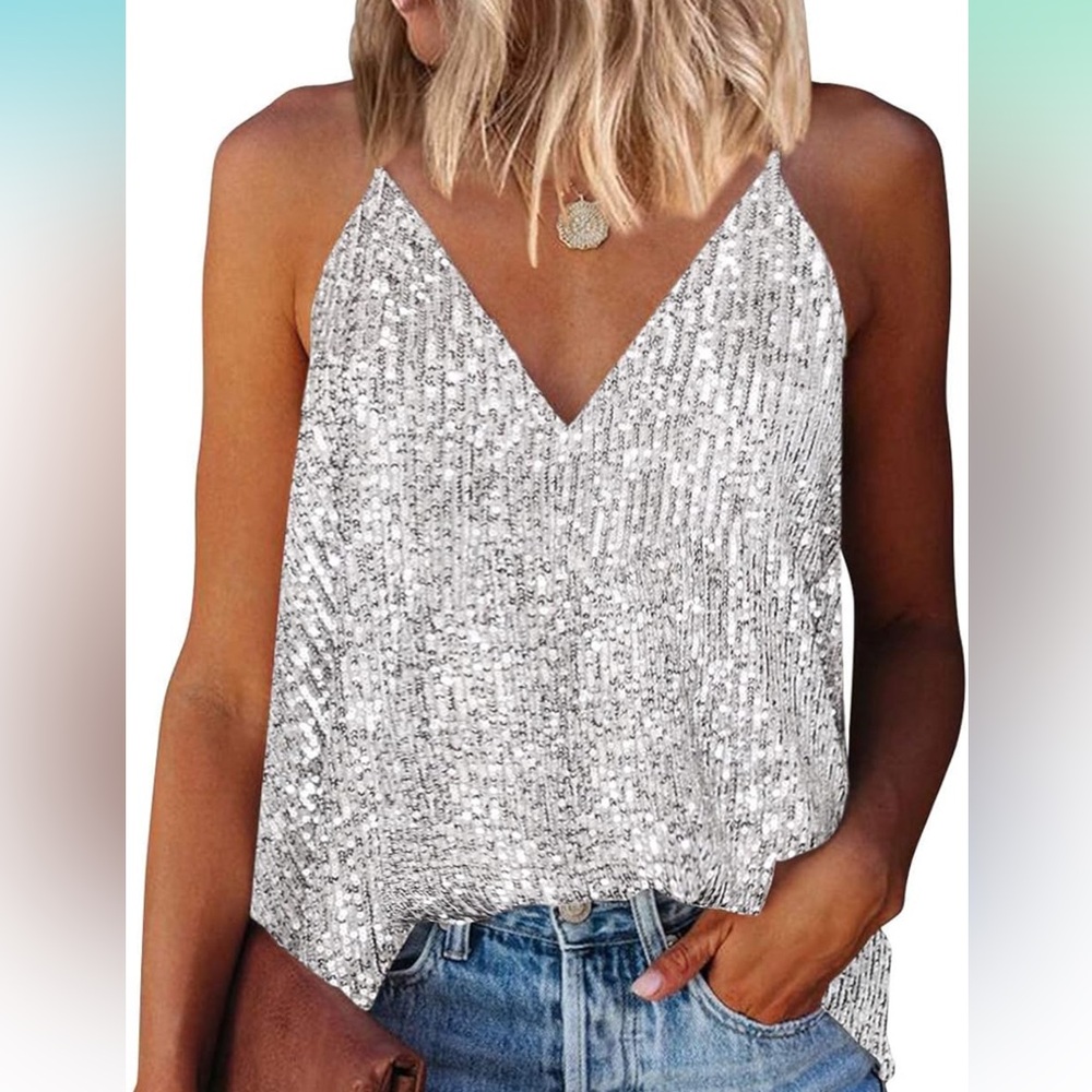 Silver Sequin Racerback Tank